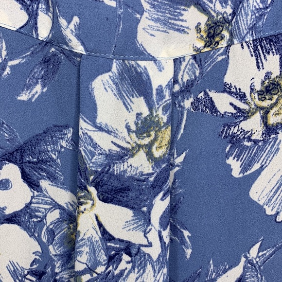 ROSE & OLIVE Shirt Dress Blue White Floral Button Front Belted Sleeveless XS - Picture 4 of 12